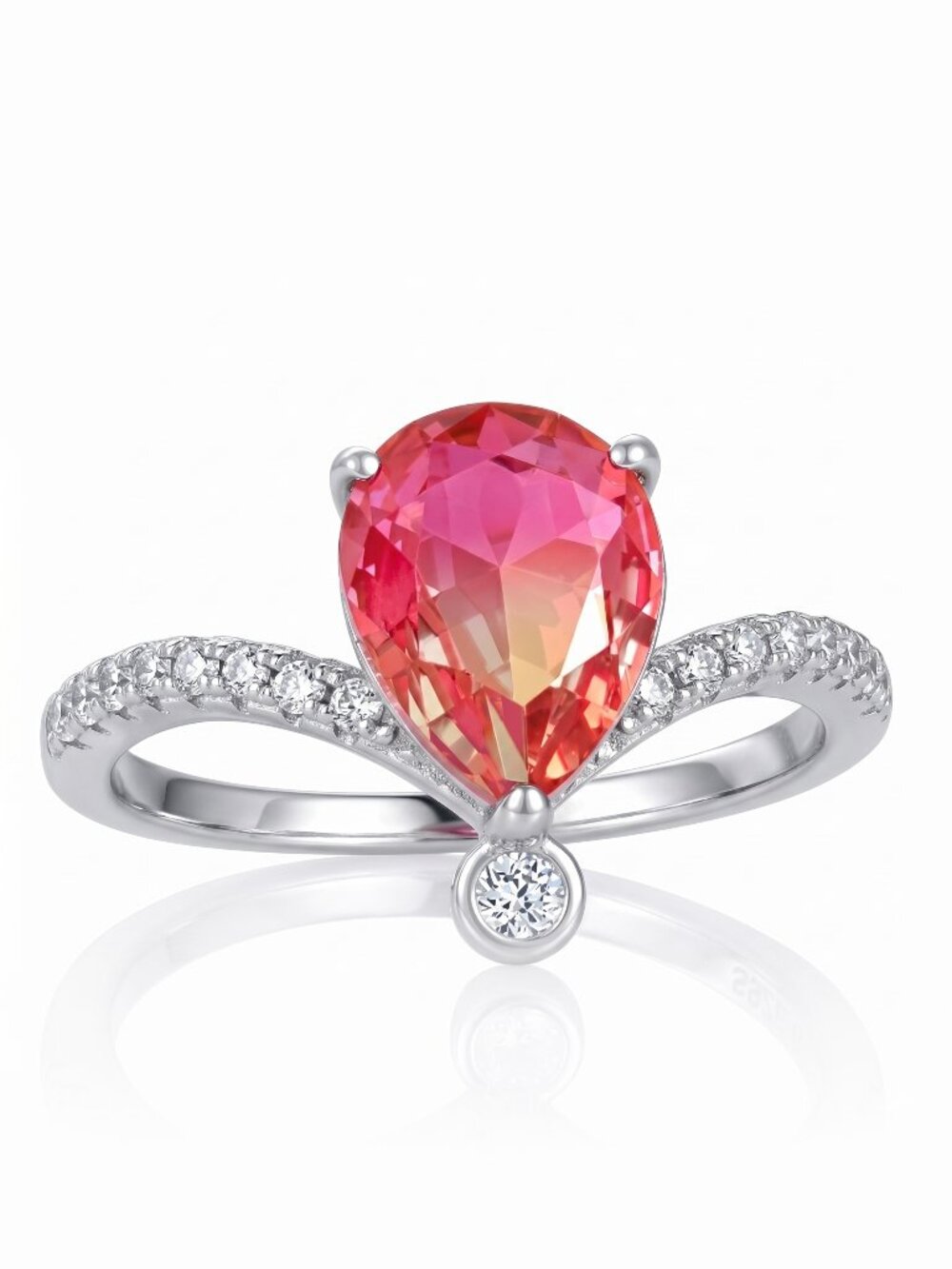 Wishbone Pink & Peach Marquis Bi-Color Tourmaline Gemstone, 925 Sterling Silver
